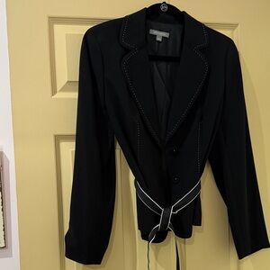 Ann Taylor Black Blazer with White Trim